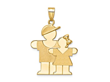 Picture of 14k Yellow Gold Satin Big Boy and Little Girl Charm