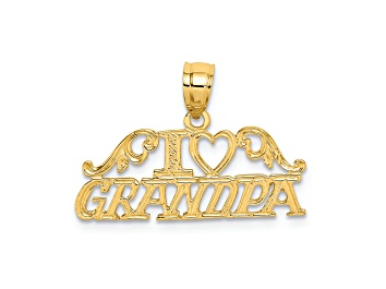 Picture of 14k Yellow Gold Textured I Heart Grandpa pendant