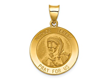 Picture of 14k Yellow Gold Polished and Satin Mother Teresa Medal Pendant