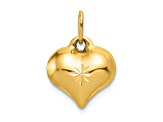 14k Yellow Gold 3D Polished and Diamond-Cut Puffed Heart pendant