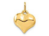 14k Yellow Gold 3D Polished and Diamond-Cut Puffed Heart pendant