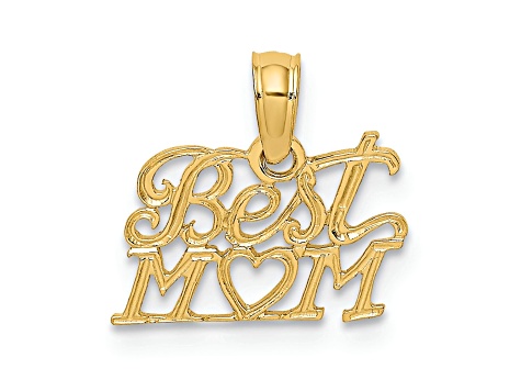 14K Yellow Gold BEST MOM with Heart Charm