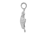 Rhodium Over 14k White Gold Solid Polished and Textured Open-Backed Turtle Pendant