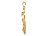 14k Yellow Gold Solid Polished Anchor with Dolphin Pendant
