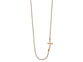 14K Rose Gold Small Sideways Curved Cross Necklace