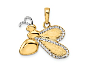 14k Two-tone Gold Diamond-Cut Bumblebee Pendant