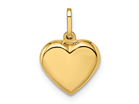 14k Yellow Gold Polished Puffed Heart Pendant