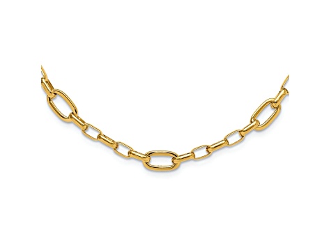 14K Yellow Gold Polished Fancy Cable Link Necklace