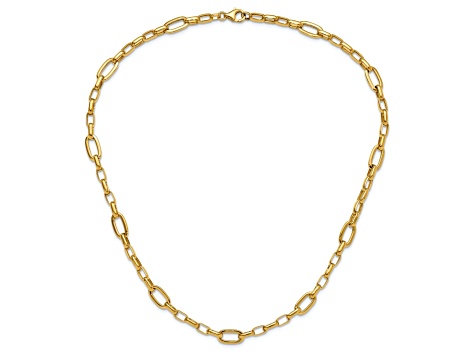 14K Yellow Gold Polished Fancy Cable Link Necklace