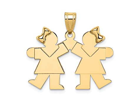 14k Yellow Gold Solid Small Double Girls Charm