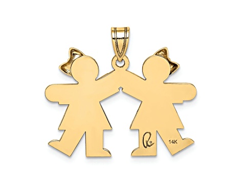 14k Yellow Gold Solid Small Double Girls Charm