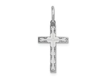 Picture of Rhodium Over 14k White Gold Laser Designed Cross Charm