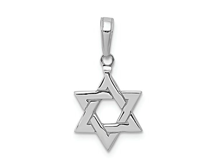 Rhodium Over 14k White Gold Polished Star of David Pendant
