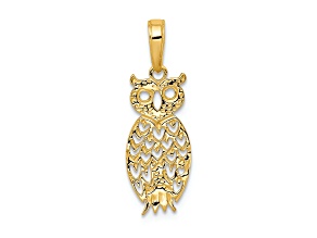 14K Yellow Gold Owl Pendant