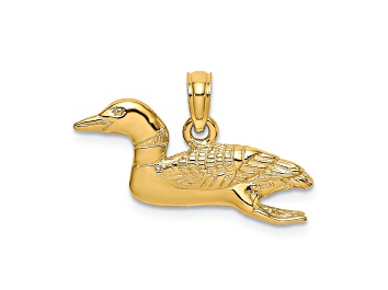 Picture of 14k Yellow Gold Solid 3D Polished and Textured Mallard pendant