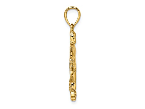 14k Yellow Gold Textured Soccer Player Boy Running with Ball Charm