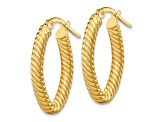14K Yellow Gold 7/8" Small Textured Oval Hoop Earrings
