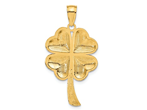 14K Yellow Gold Solid Polished 4-Leaf Clover Pendant