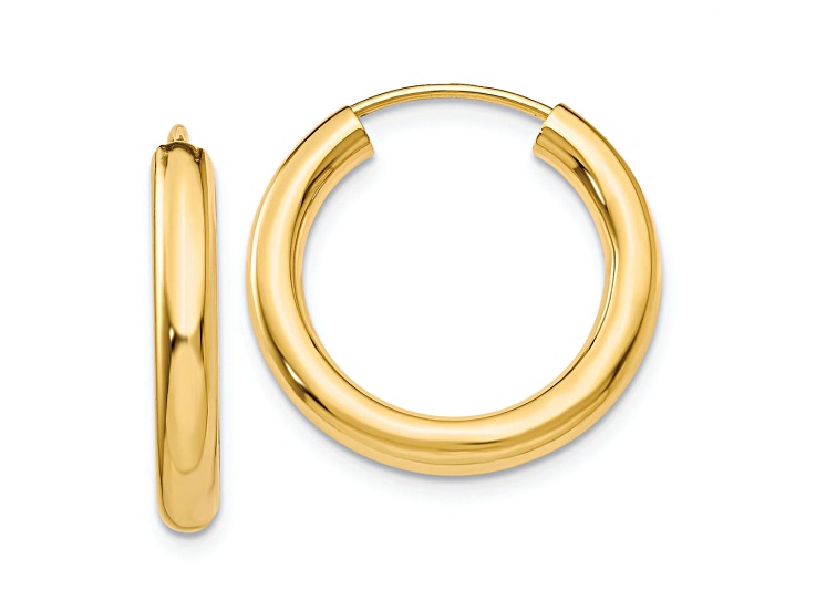 10k Yellow Gold 13/16" Polished Endless Tube Hoop Earrings