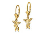 14k Yellow Gold Textured Angel Dangle Earrings