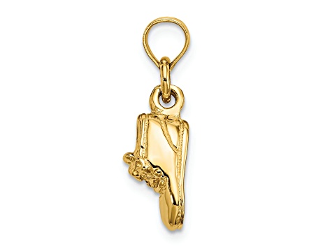 14k Yellow Gold Textured Moveable Baby Booties Charm