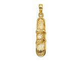 14k Yellow Gold Solid 3D Polished and Textured Snowboard pendant