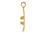 14k Yellow Gold Solid 3D Polished and Textured Snowboard pendant