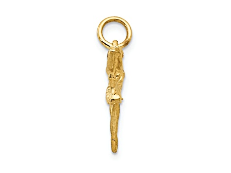 14k Yellow Gold Textured Ballerina Charm Pendant