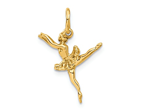 14k Yellow Gold Textured Ballerina Charm Pendant