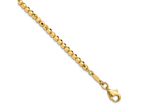 14K Yellow Gold Polished and Diamond-cut Beaded Bracelet