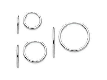 Picture of Rhodium Over 14K White Gold Endless Hoop 3 Pair Earring Set