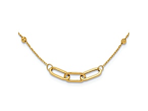14K Yellow Gold Polished and Diamond-cut Fancy Necklace
