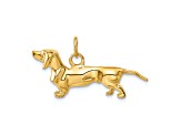 14k Yellow Gold Textured Dachshund Dog Charm Pendant