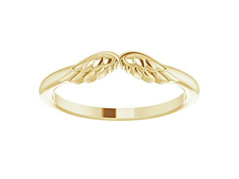 14K Yellow Gold Angel Wings Stackable Band Ring - 1CKZ6A