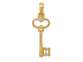 14k Yellow Gold 3D Polished Key pendant