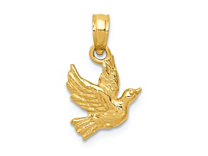 14K Yellow Gold Flying Dove Pendant
