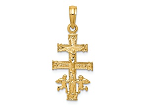 14K Yellow Gold Cara Vaca Crucifix Pendant