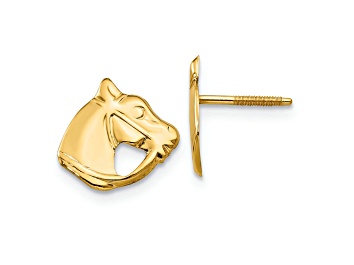 Picture of 14K Yellow Gold Horse Head Earrings