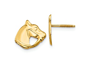 14K Yellow Gold Horse Head Earrings