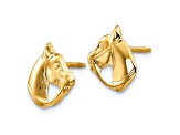 14K Yellow Gold Horse Head Earrings