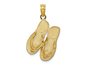 14k Yellow Gold Polished and Textured Large MARCO ISLAND Double Flip-Flop Charm
