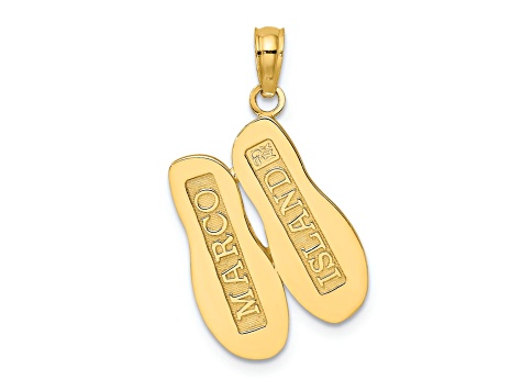 14k Yellow Gold Polished and Textured Large MARCO ISLAND Double Flip-Flop Charm