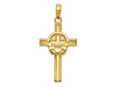 14K Yellow Gold Polished Claddagh Cross Pendant