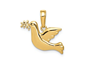 14k Yellow Gold Polished Dove Charm