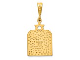 14k Yellow Gold Polished and Textured 10 Commandment Tablets with Star Of David Pendant