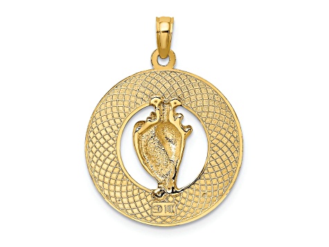 14k Yellow Gold SARASOTA Circle with Enameled Conch Shell Charm