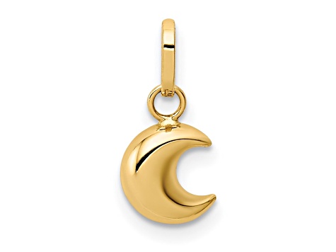 14K Yellow Gold Polished Puffed Moon Charm