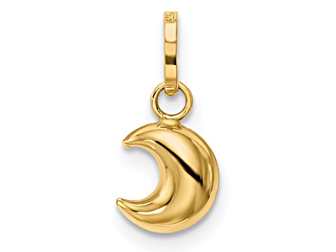 14K Yellow Gold Polished Puffed Moon Charm