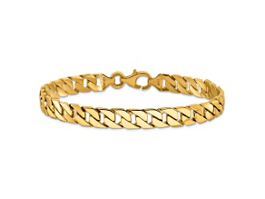 14K Yellow Gold 7.4mm Hand-Polished Fancy Link Chain Bracelet