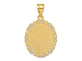 14k Yellow Gold Solid Satin, Polished and Textured Cancer Zodiac Oval Pendant